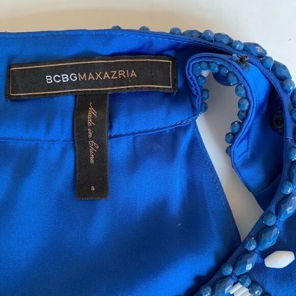 BCBG BLUE BEADED HALTER TOP - Picture 5 of 7